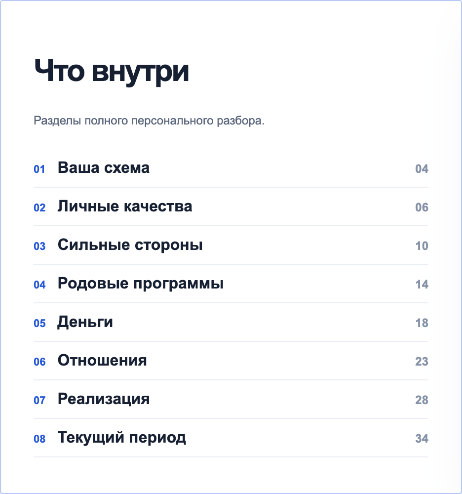 Иллюстрация оглавления личного разбора